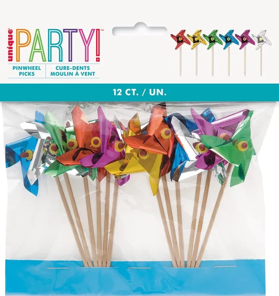 Assorted Pinwheel Cocktail Picks - Pk 12