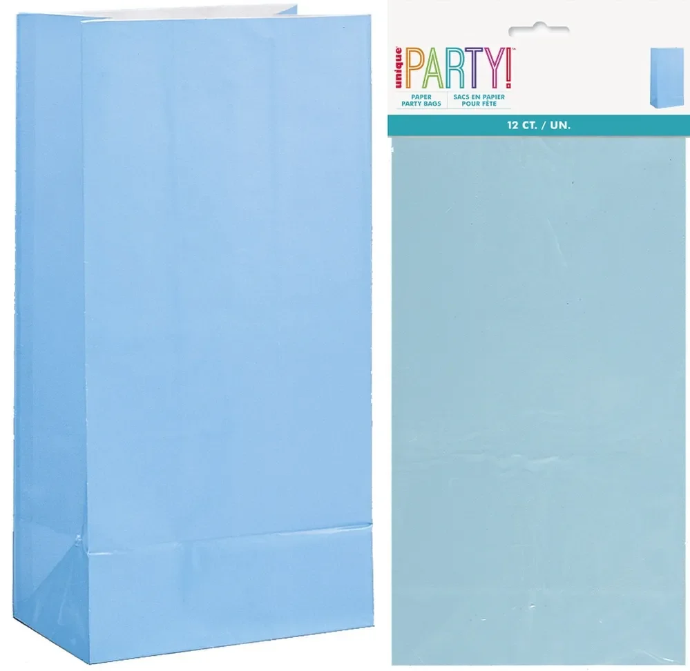Powder Blue Paper Treat Bags - Pk 12