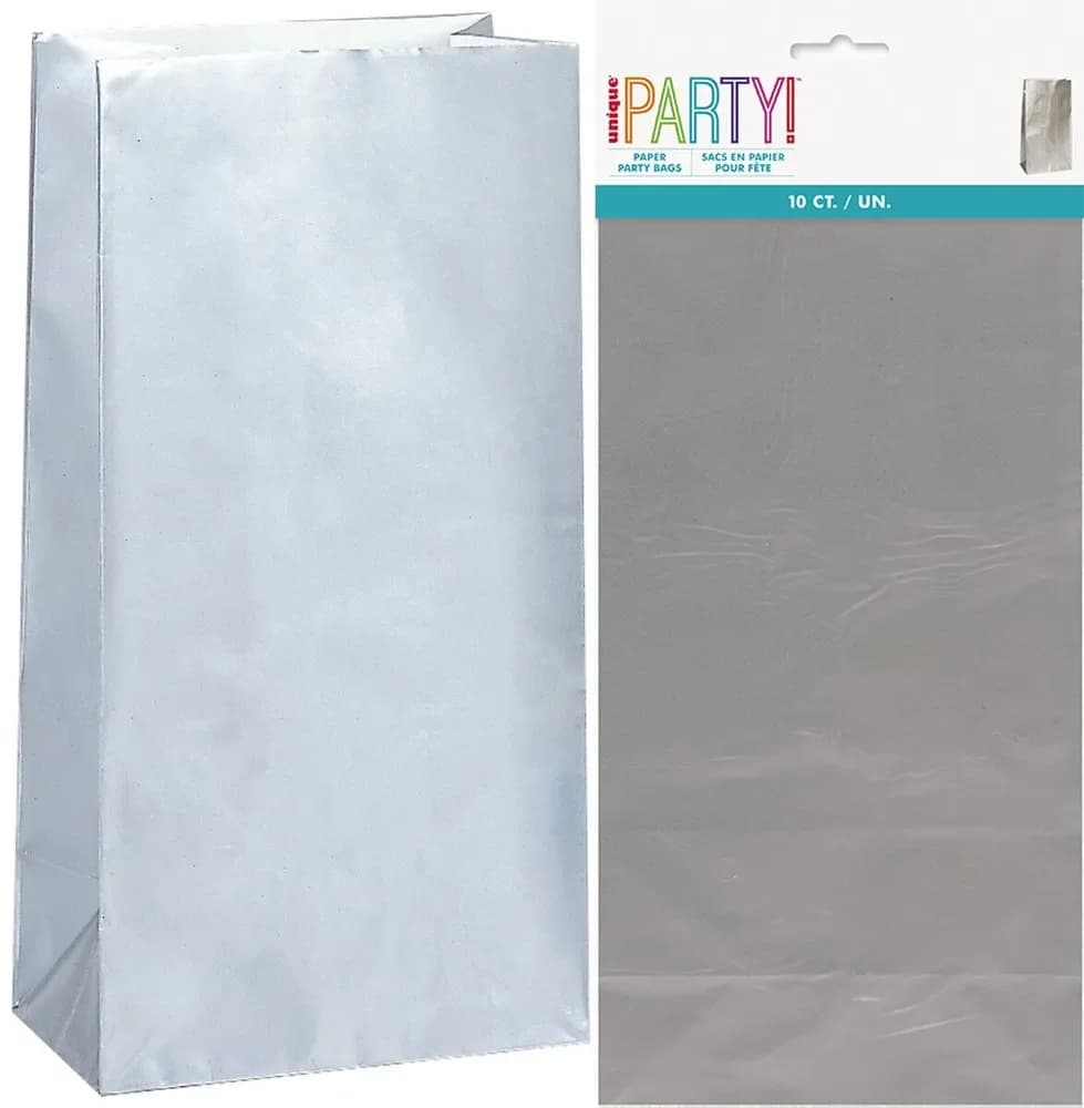 Silver Paper Treat Bags - Pk 10