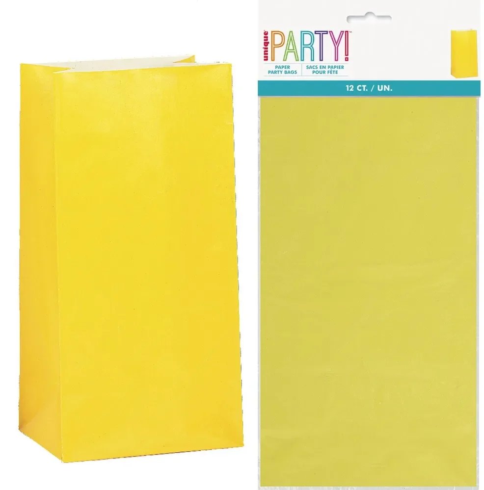 Yellow Paper Treat Bags - Pk 12