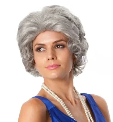 Curly Grey Old Lady Wig