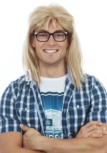 Garth Algar Blond Mullet Wig & Glasses