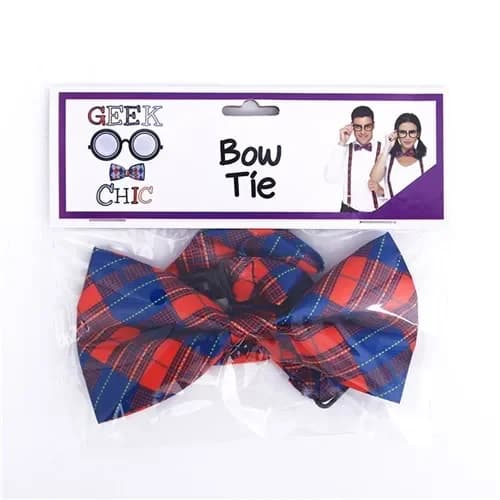Blue & Red Tartan Adjustable Bow Tie*