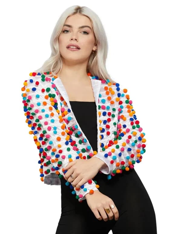 Adults' Rainbow Pom Pom Festival Jacket