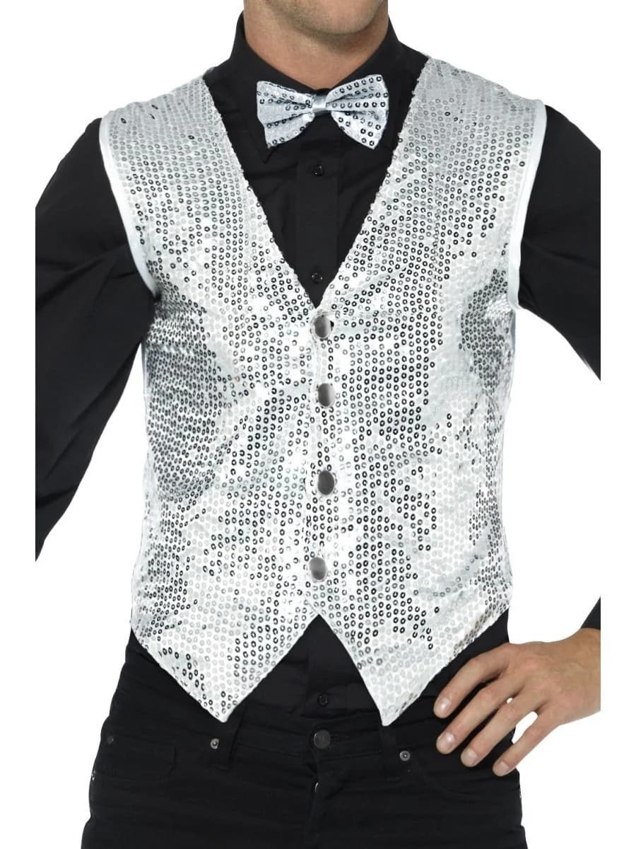 Adults' Silver Spangled Waistcoat