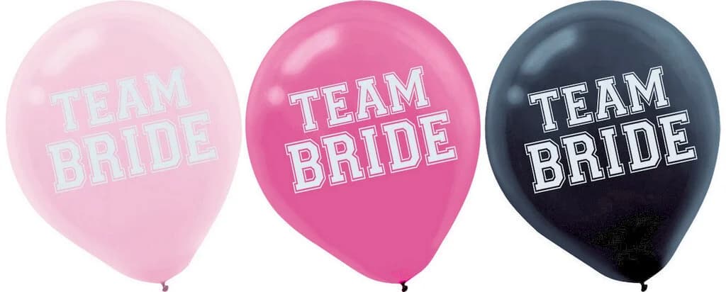 Asstd. 30cm 'Team Bride' Latex Balloons - Pk 15