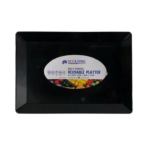 Medium Black Rectangle Reusable Platter (40x28x2cm)