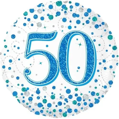 50' Blue/White Sparkling Fizz Foil Balloon (18in.)