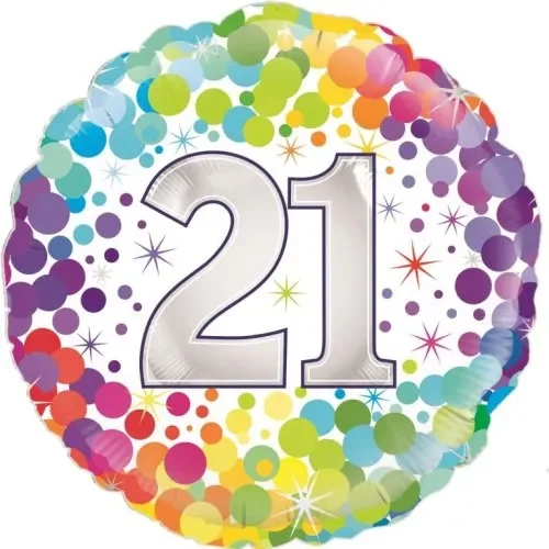 21' Rainbow Confetti Round Foil Balloon (18in.)
