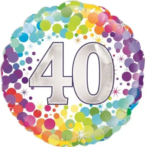 40' Rainbow Confetti Round Foil Balloon (18in.)