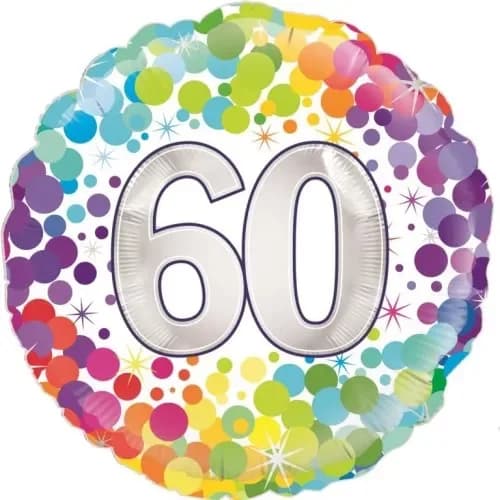 60' Rainbow Confetti Round Foil Balloon (18in.)