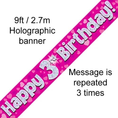 3rd Birthday Pink Holo Banner (2.7M)