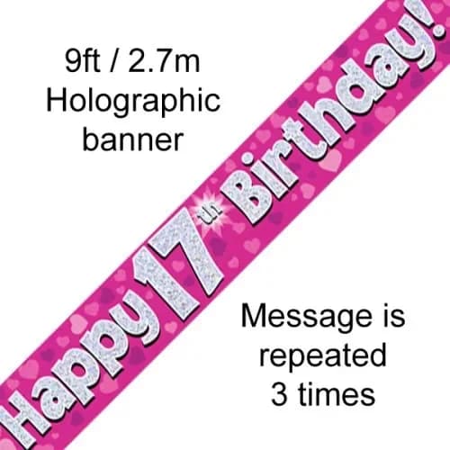 17th Birthday Pink Holo Banner (2.7M)