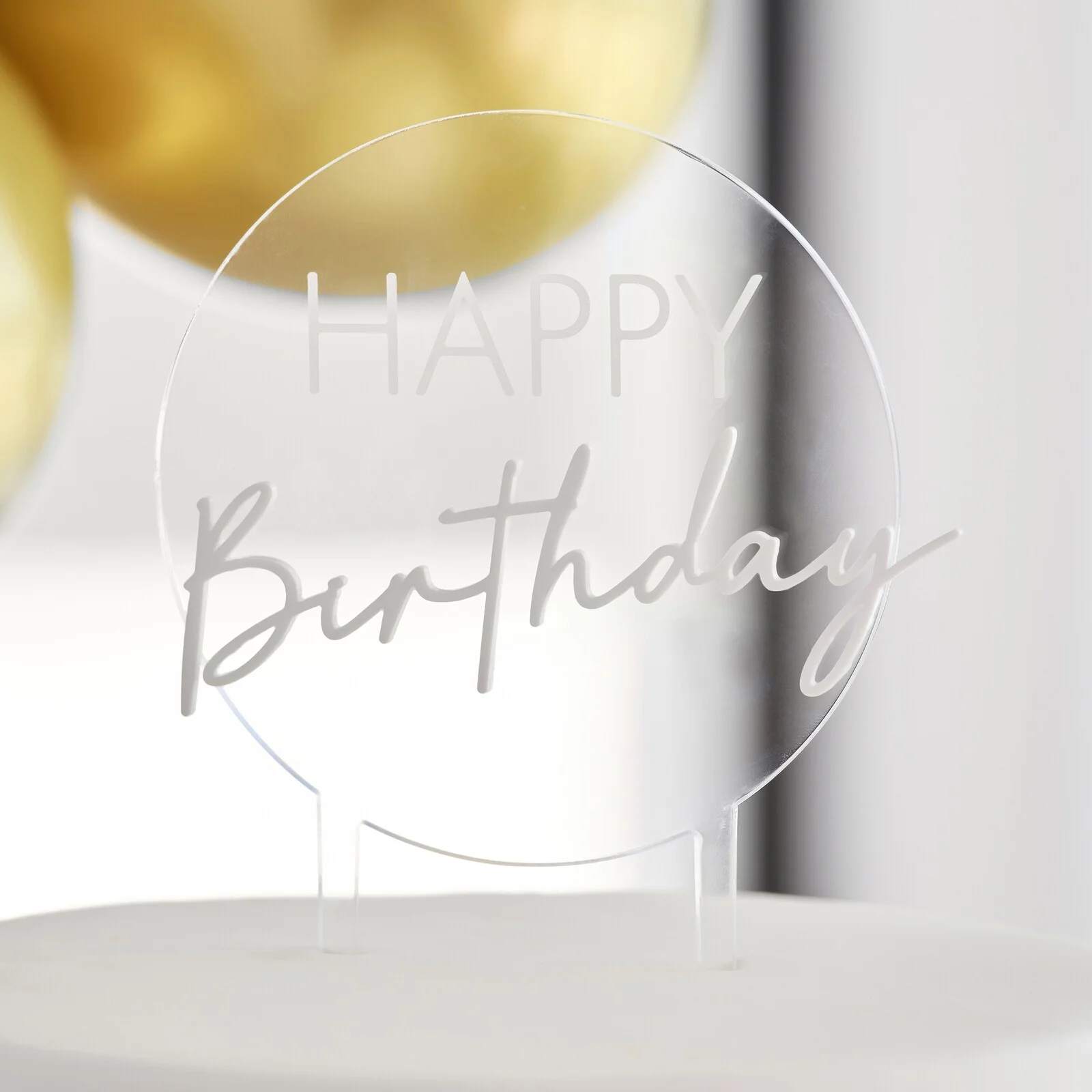 Champagne Noir Acrylic Happy Birthday Cake Topper