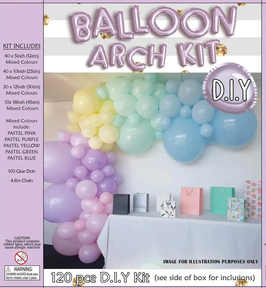 Pastel Rainbow Balloon Arch Kit 120pcs