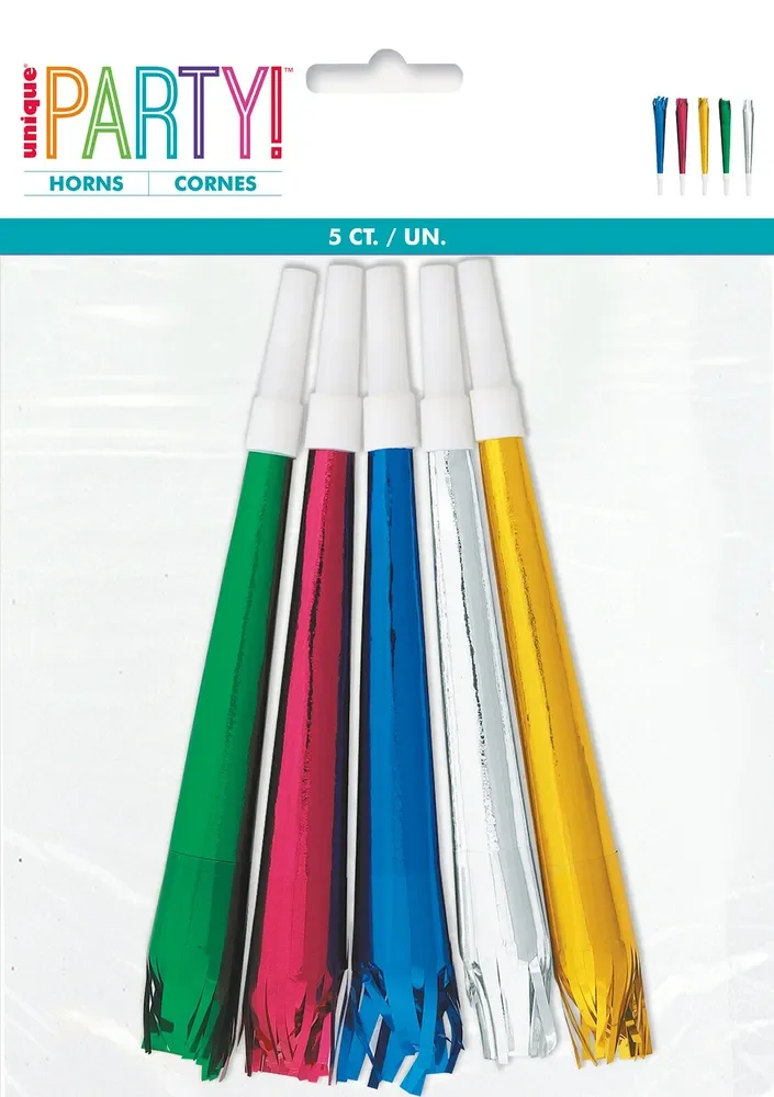 Foil Party Horns - Pk 5