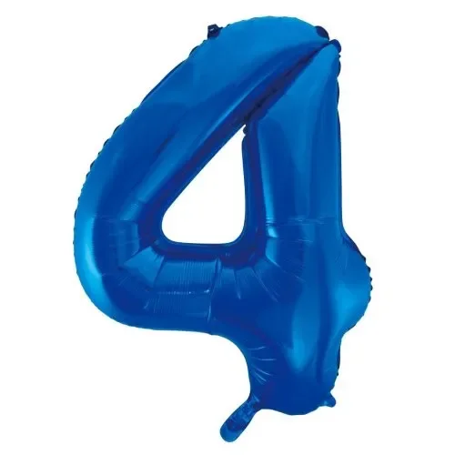 Blue Number 4 Foil Balloon (86cm)