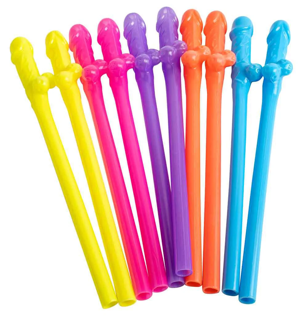 Asstd. Willy Drinking Straws - Pk 10