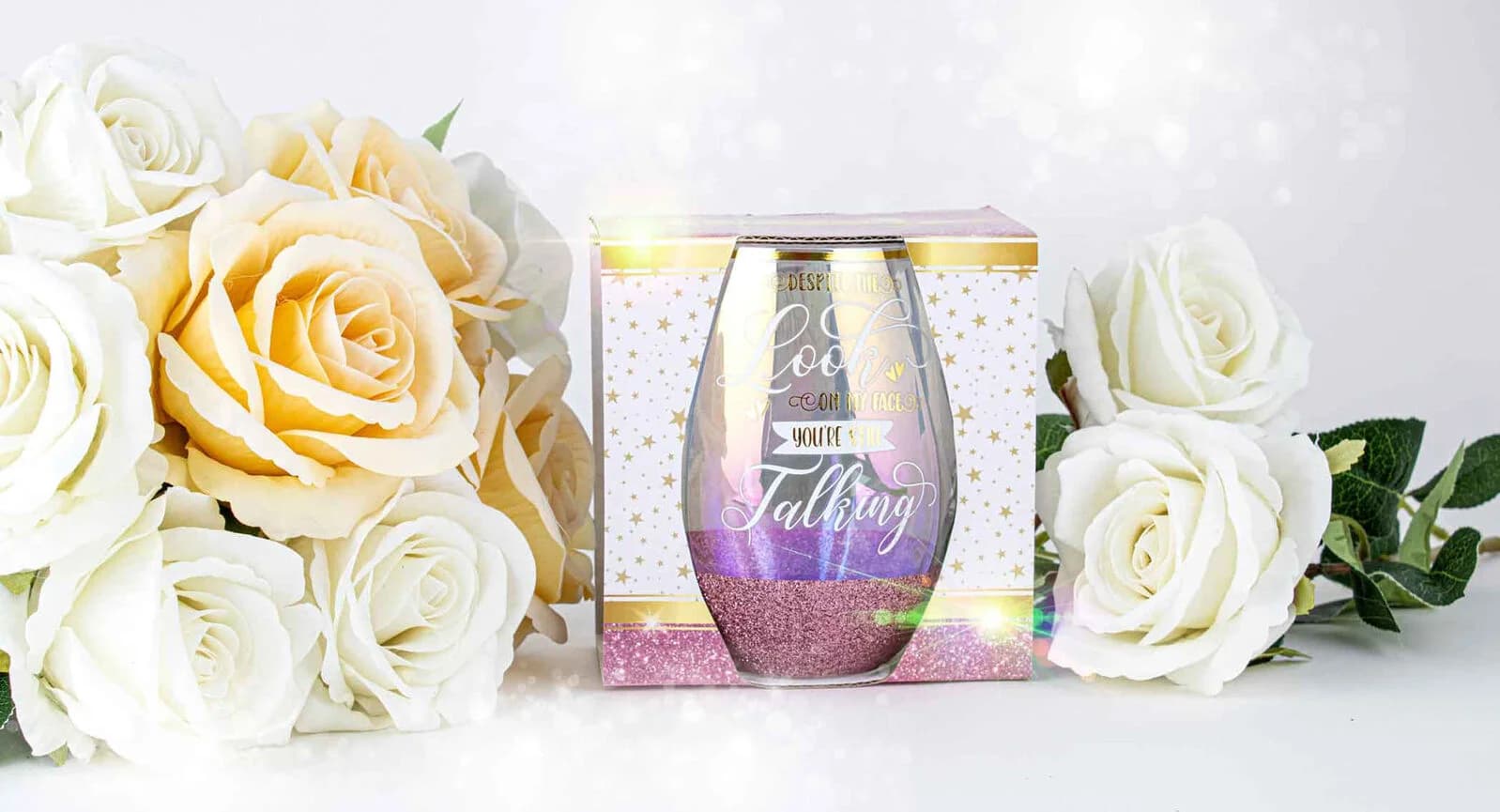 "Despite The Look On My Face" Glitterati Stemless Glass