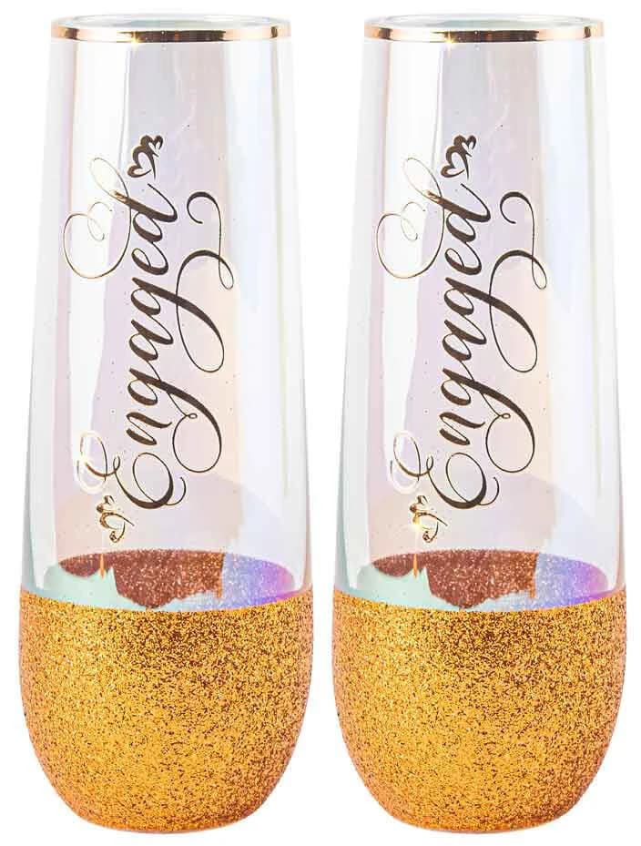 Engaged Stemless Champagne Glass Set