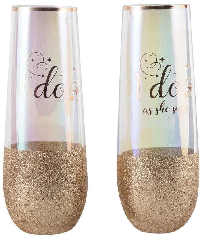 "I Do As..." Stemless Champagne Glass Set