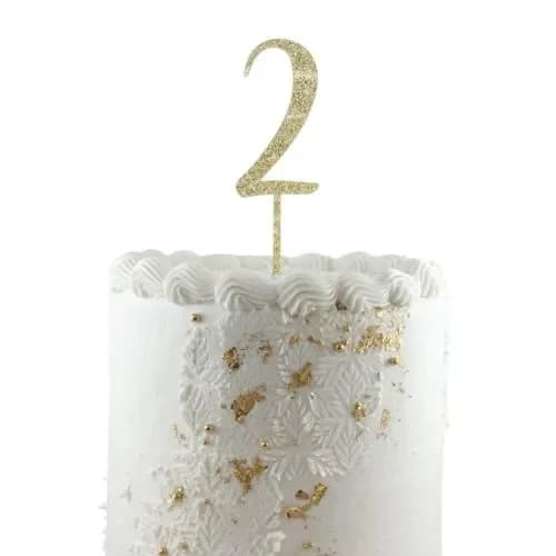 Gold Glitter Number 2 Cake Topper