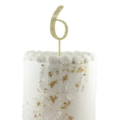 Gold Glitter Number 6 Cake Topper