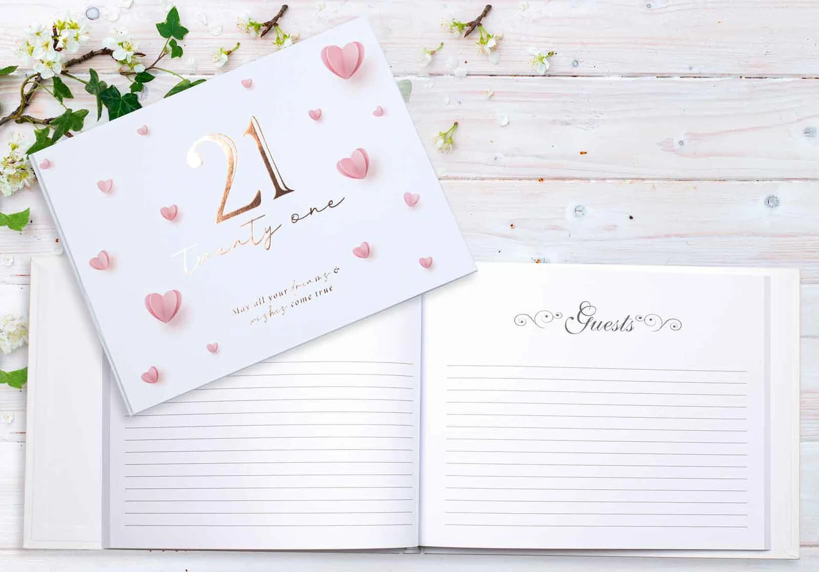 Hearts 21st Birthday Guest Book