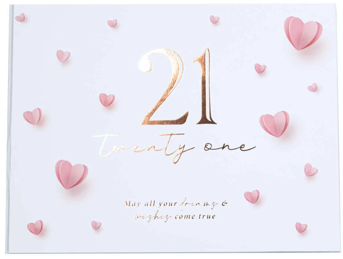 Hearts 21st Birthday Guest Book