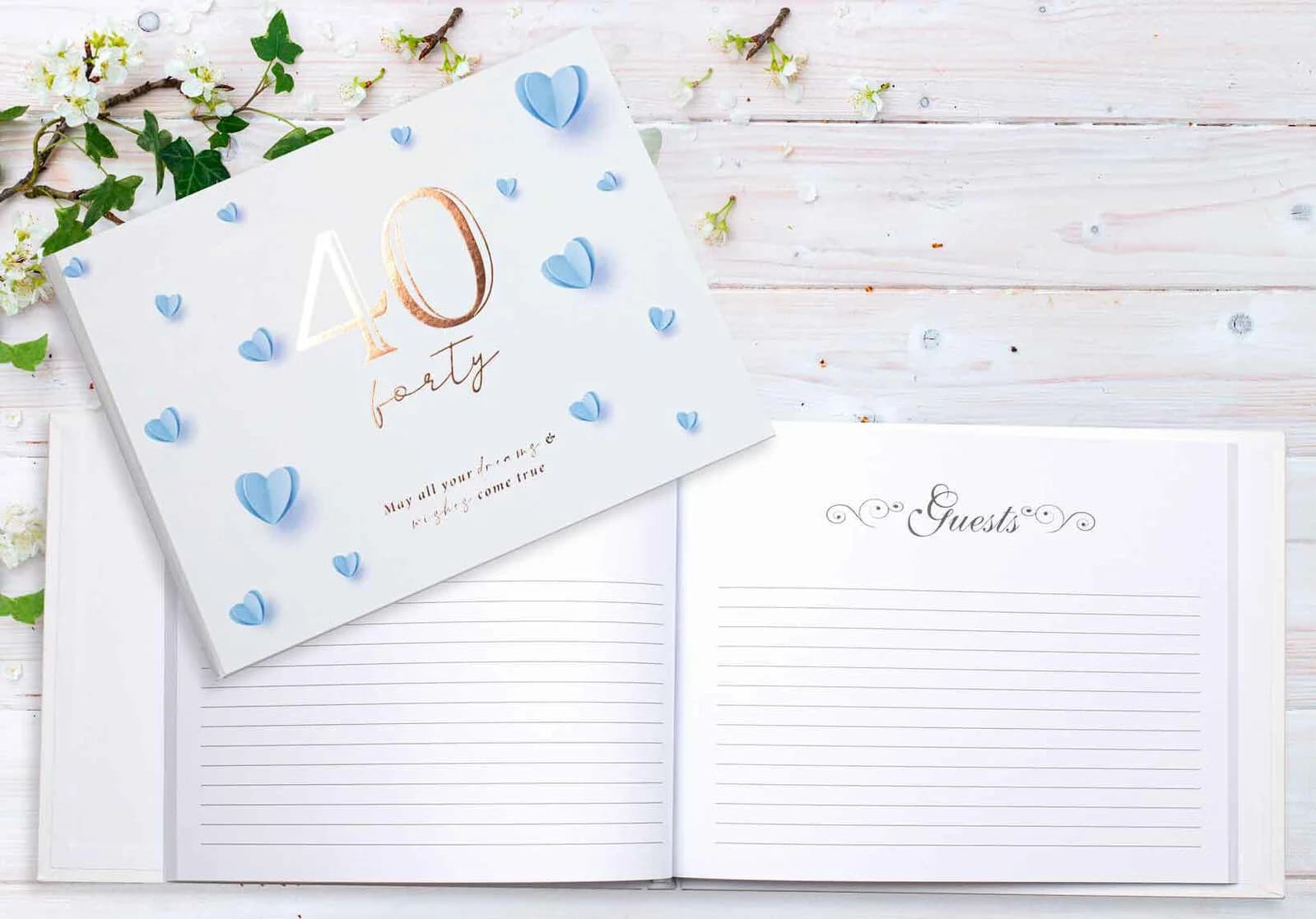 Hearts 40th Birthday Guest Book