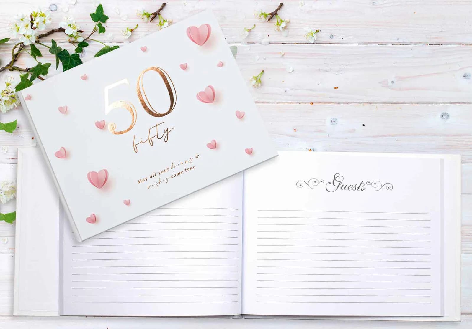 Hearts 50th Birthday Guest Book