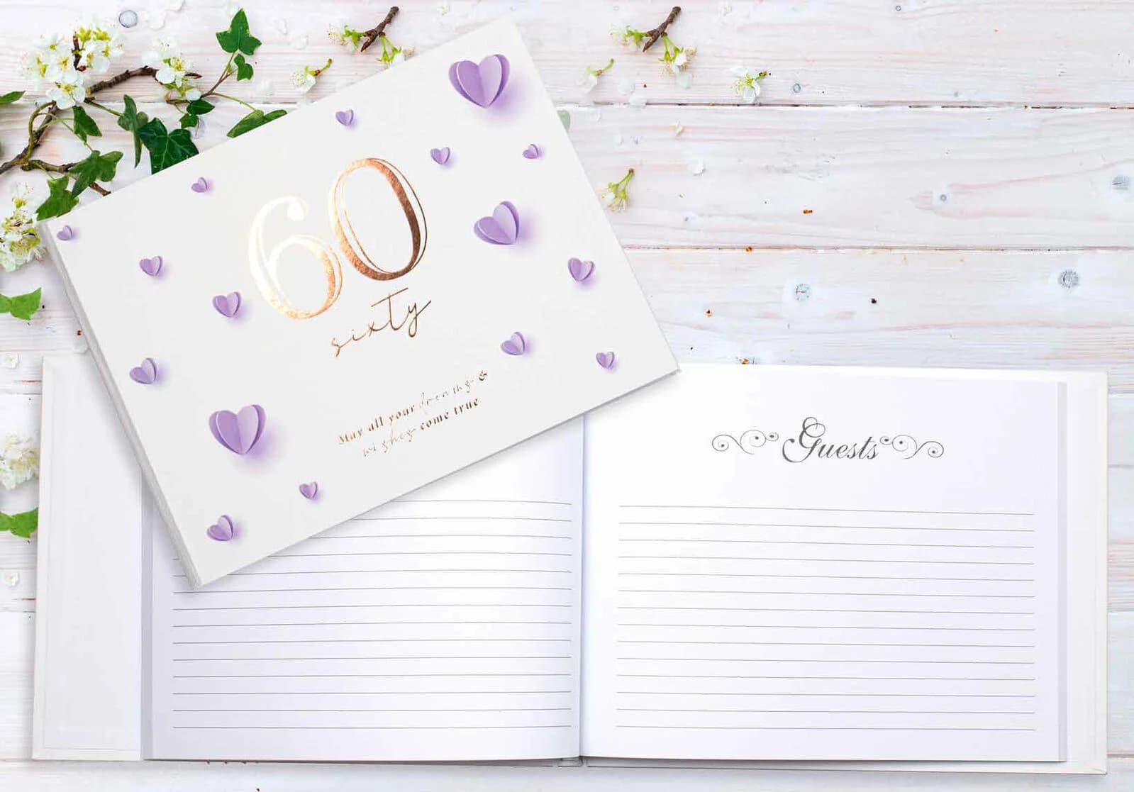 Hearts 60th Birthday Guest Book