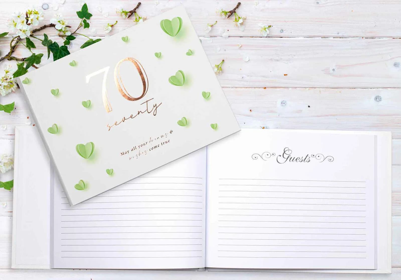 Hearts 70th Birthday Guest Book