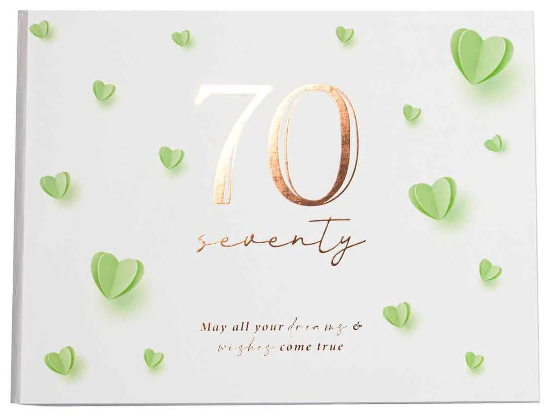 Hearts 70th Birthday Guest Book