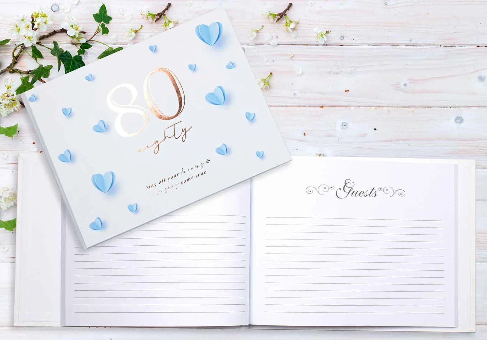 Hearts 80th Birthday Guest Book
