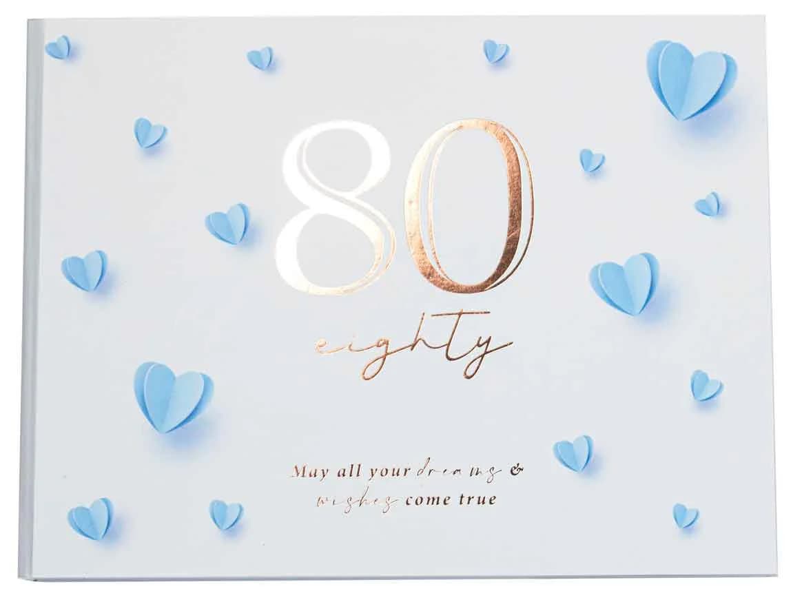 Hearts 80th Birthday Guest Book