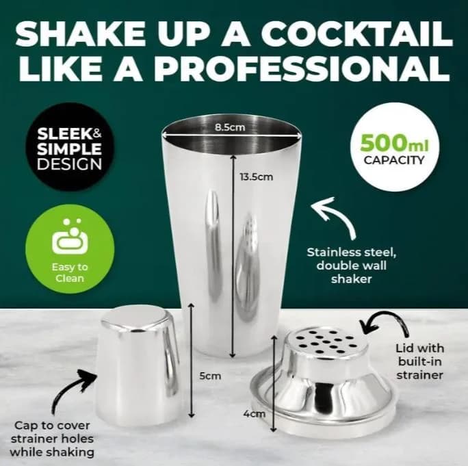 Stainless Steel Cocktail Shaker (500ml)