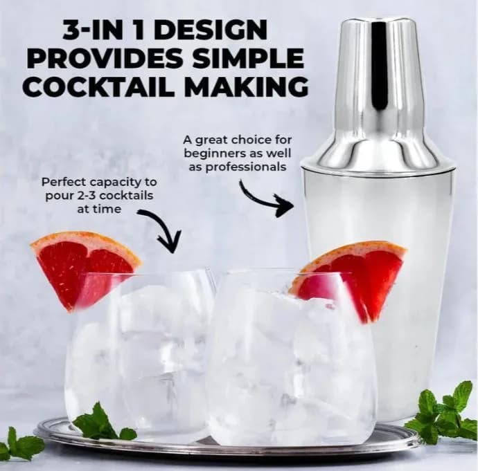 Stainless Steel Cocktail Shaker (500ml)