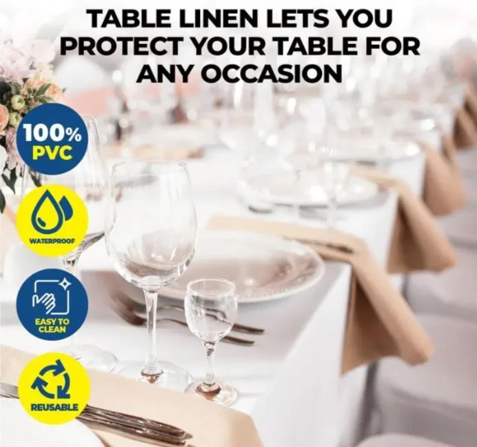Reusable PVC White Table Cover (137x183cm)