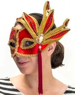 Red and Gold Mask with Tassel*