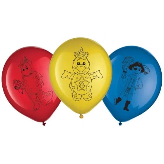 30cm The Wiggles Party Printed Latex Balloons - Pk 6