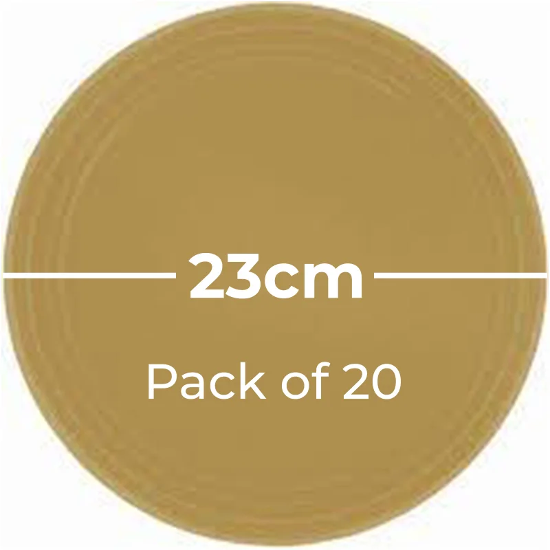 Paper Plates 23cm Round 20CT - Gold Pk 20