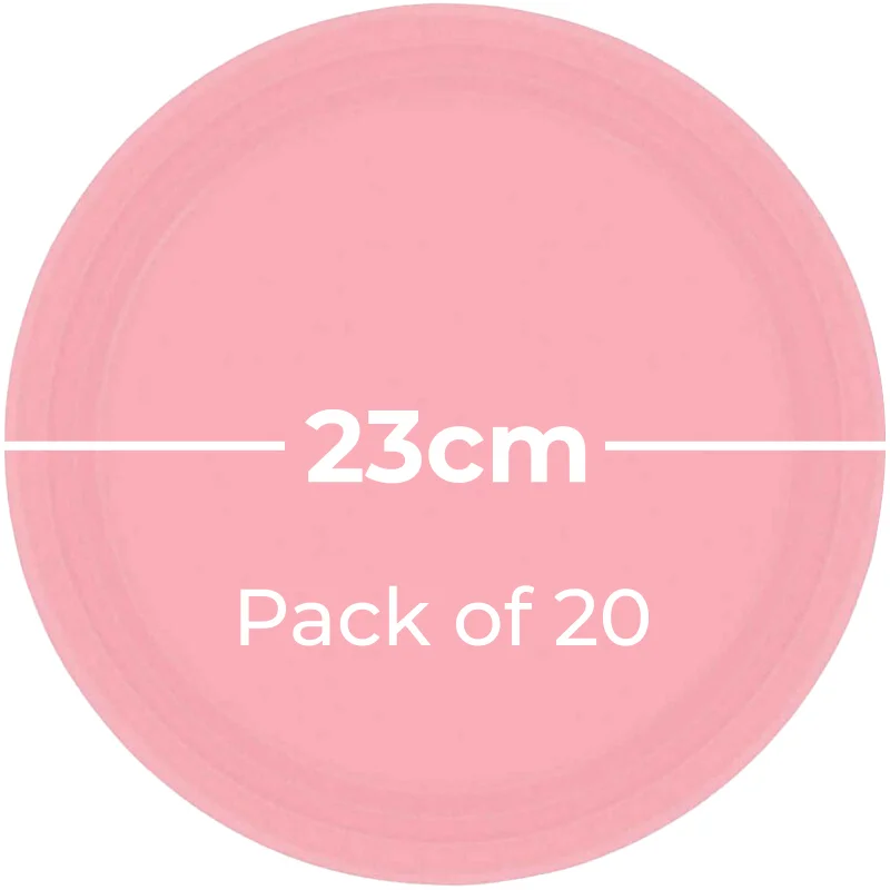 Paper Plates 23cm Round 20CT - New Pink Pk 20