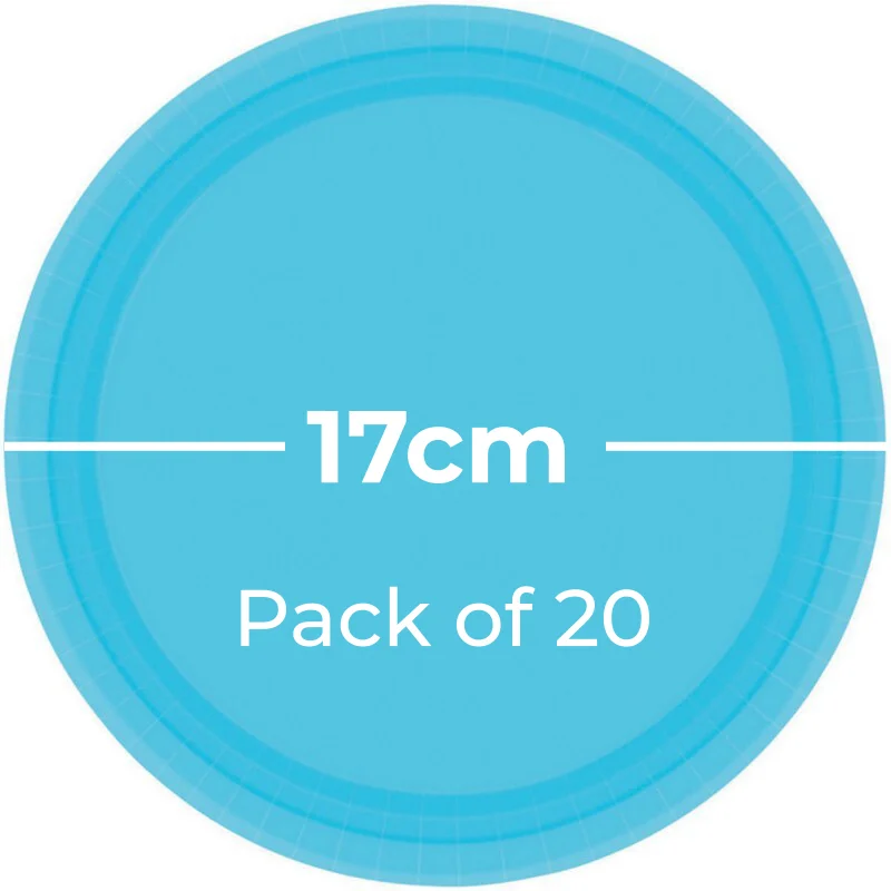Paper Plates 17cm Round 20CT - Caribbean Blue Pk 20