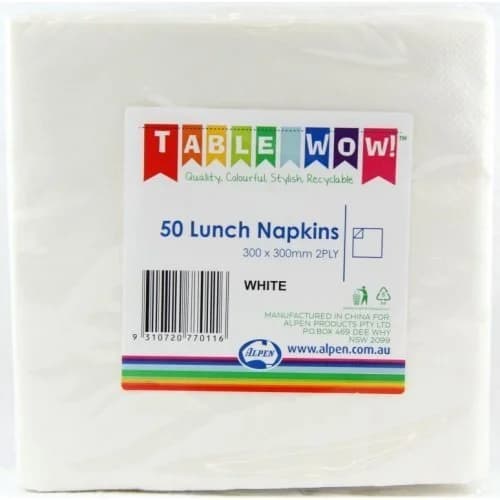 White Lunch Napkins (33cm) - Pk 50