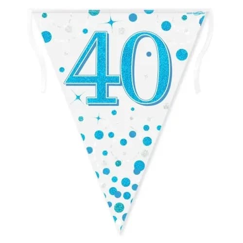Sparkling Fizz Blue 40th Bunting (390cm) Pk 1