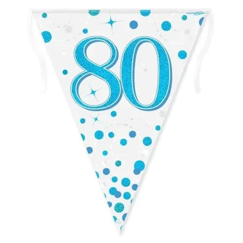 Sparkling Fizz Blue 80th Bunting (390cm) Pk 1