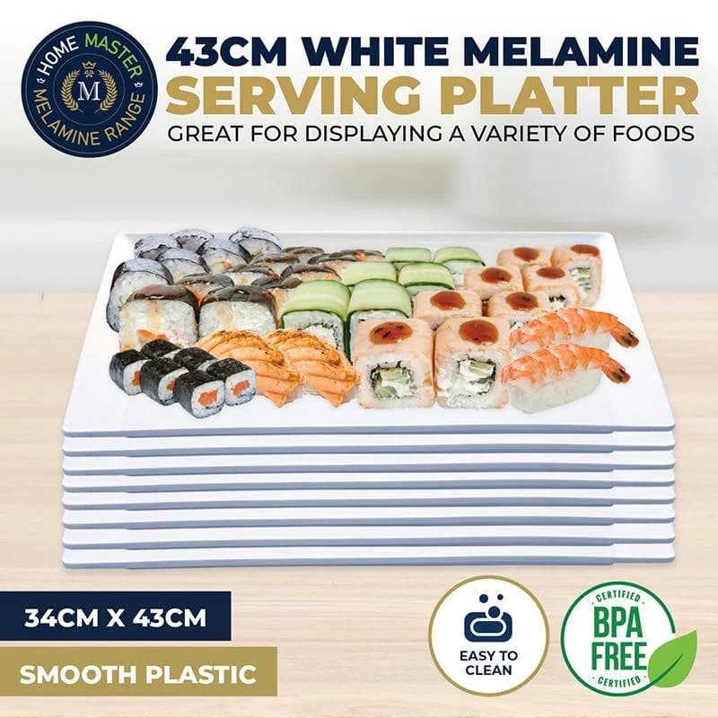 Melamine Platter Tray Ractangular 43cm x 34cm x 2.5cm - White