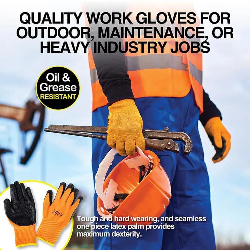 Gloves Fluro Working Gloves with Black Palm Grip - One Size Fits Most