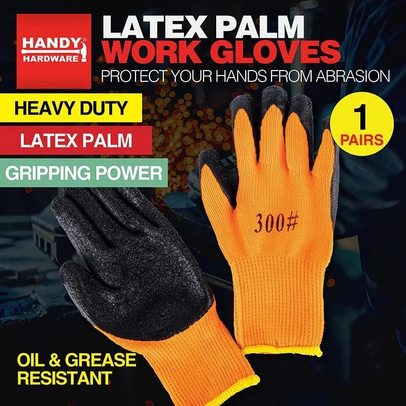 Gloves Fluro Working Gloves with Black Palm Grip - One Size Fits Most